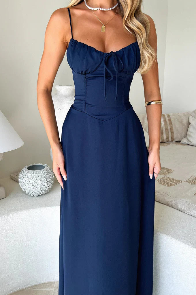 LACE-UP SLEEVELESS MAXI DRESS