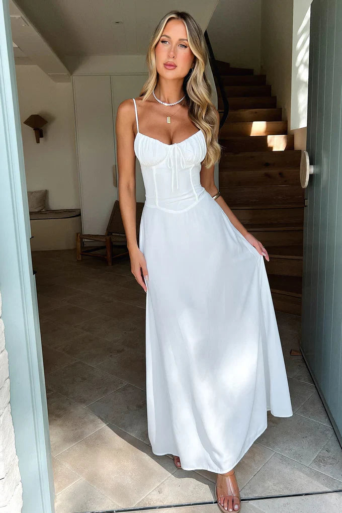 LACE-UP SLEEVELESS MAXI DRESS