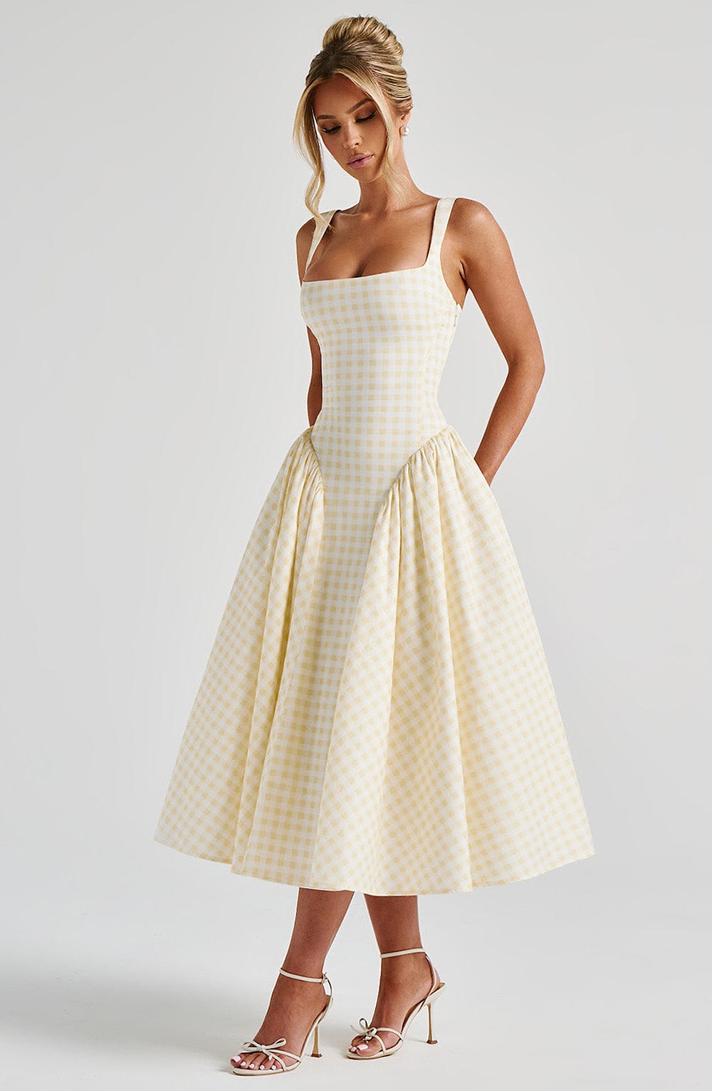 1 Sherrie Midi Dress - Lemon Gingham