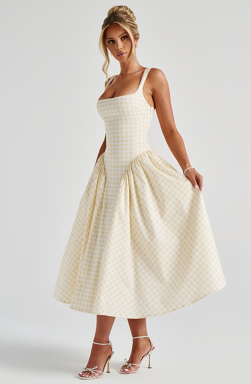 1 Sherrie Midi Dress - Lemon Gingham