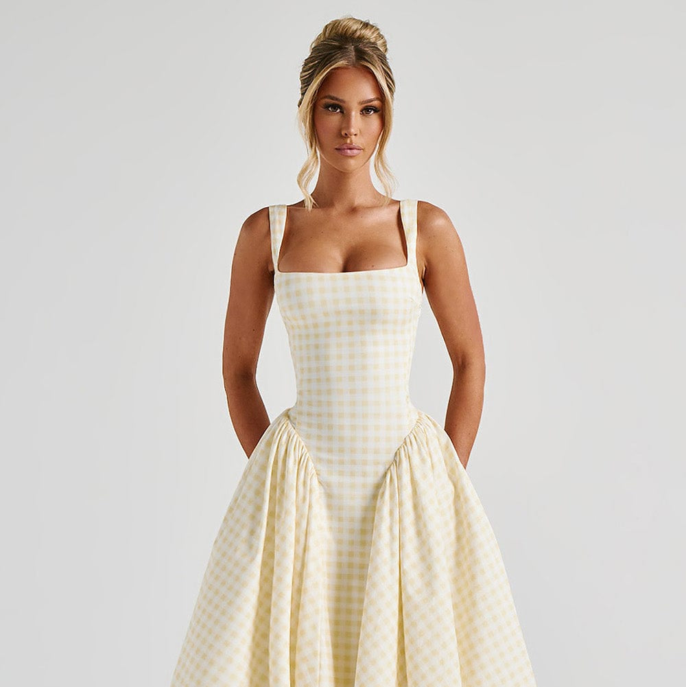 1 Sherrie Midi Dress - Lemon Gingham