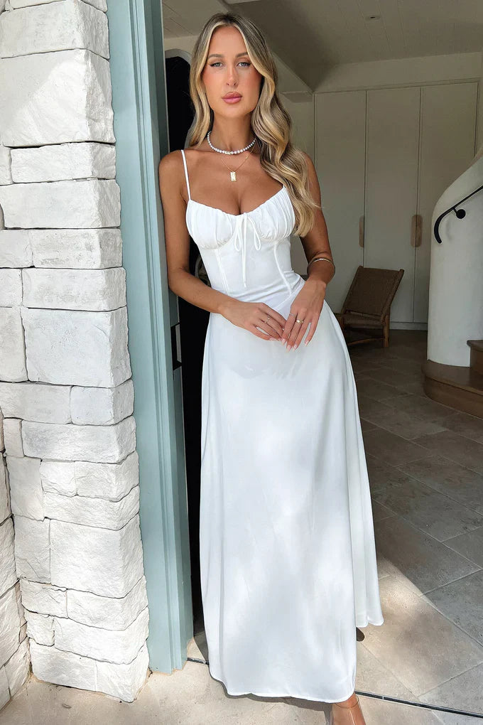 LACE-UP SLEEVELESS MAXI DRESS