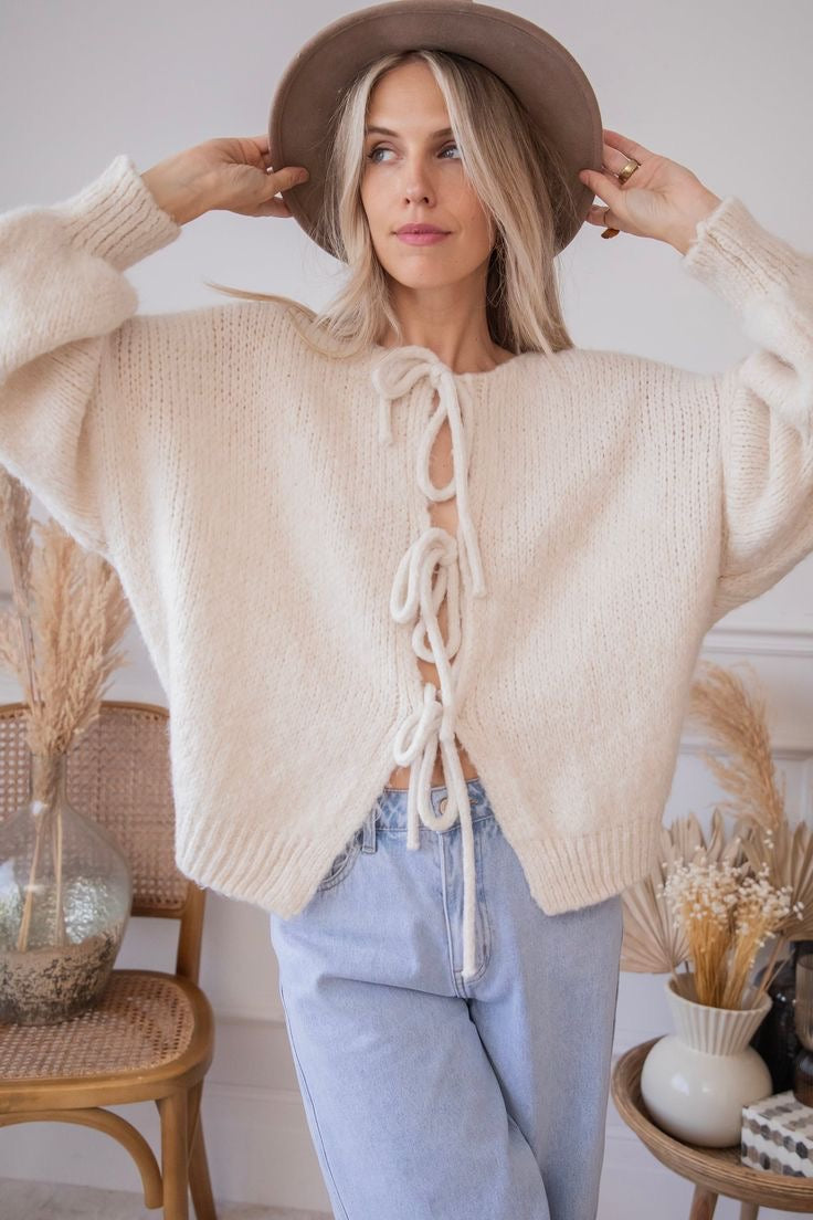 Knit Cardigan Bow