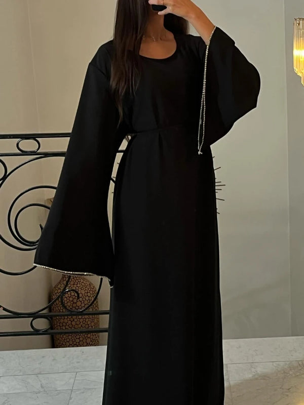 Waisted diamond embellished abaya