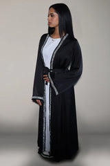 Satin dubai Abaya + weißes Unterkleid